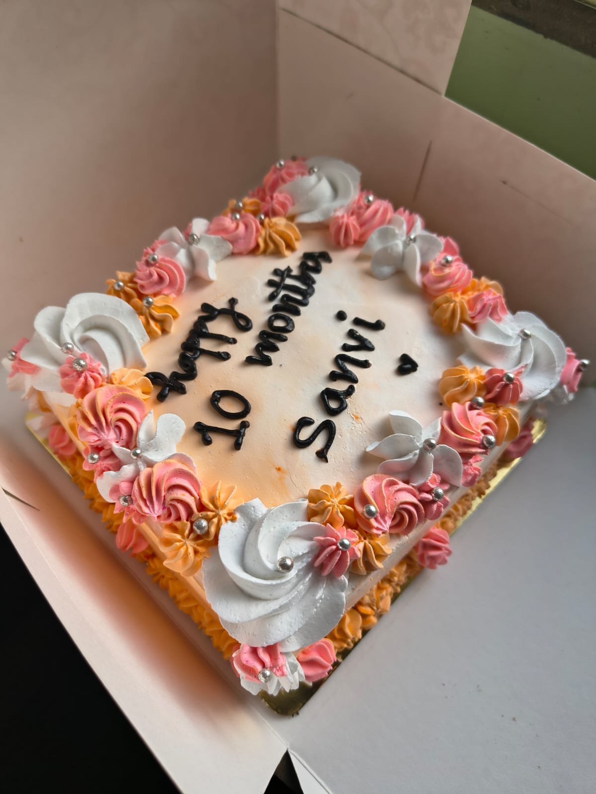 Freshly decorated cake